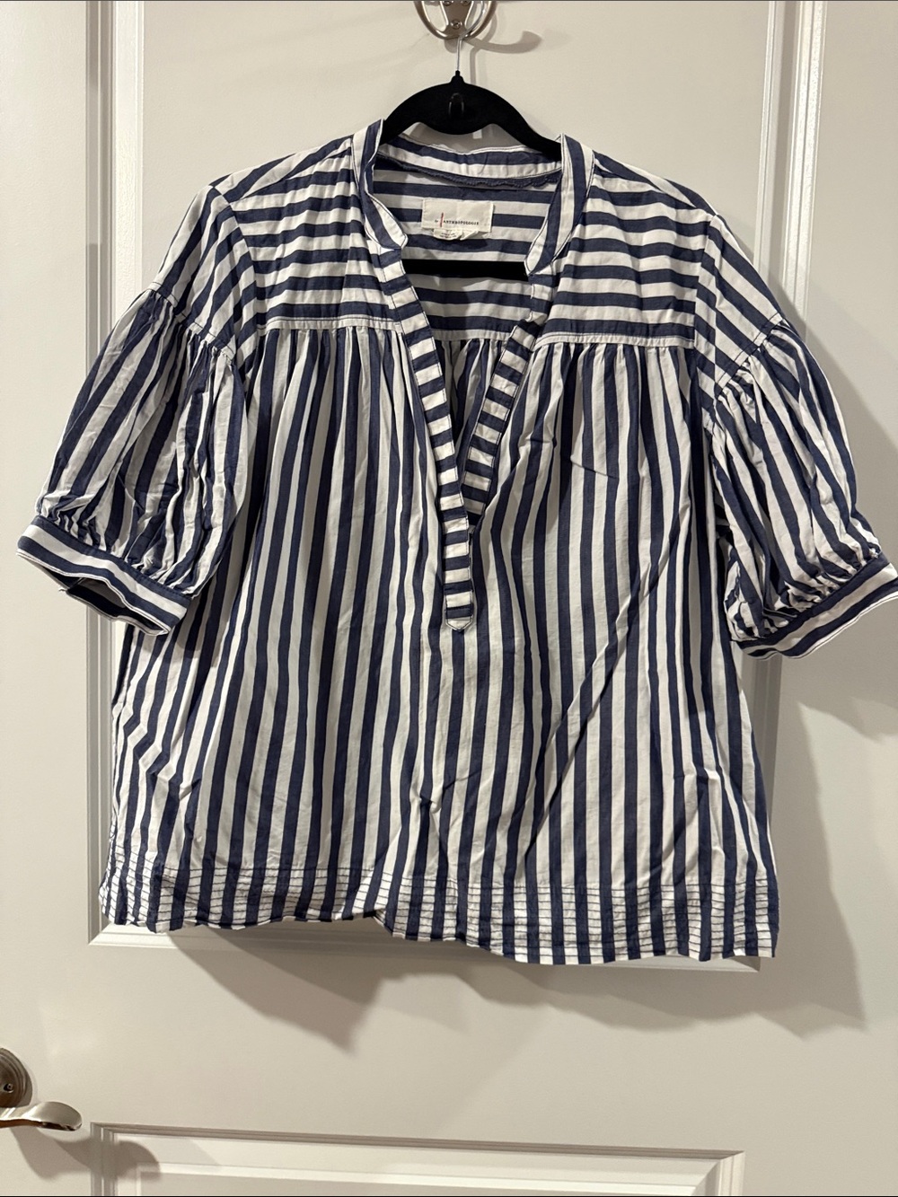 Anthropologie Navy and White Striped Peasant Tunic
